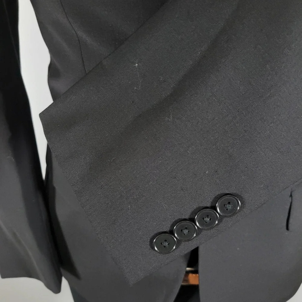 Calvin Klein Men's Sport Coat Blazer Two Button Solid Black Wool Blend XSLIM 38S